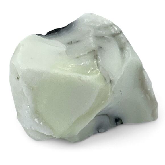 Milk Glass Black Infused Art Glass Cullet Glowing Manganese Slag Glass #4GM181 - Picture 6 of 8